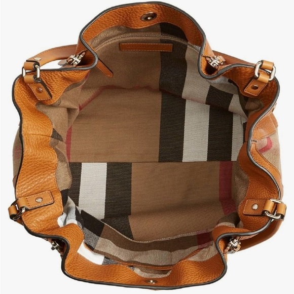 Burberry Brit MAIDSTONE Leather and Canvas Tote in Saddle Brown - Picture 4 of 4